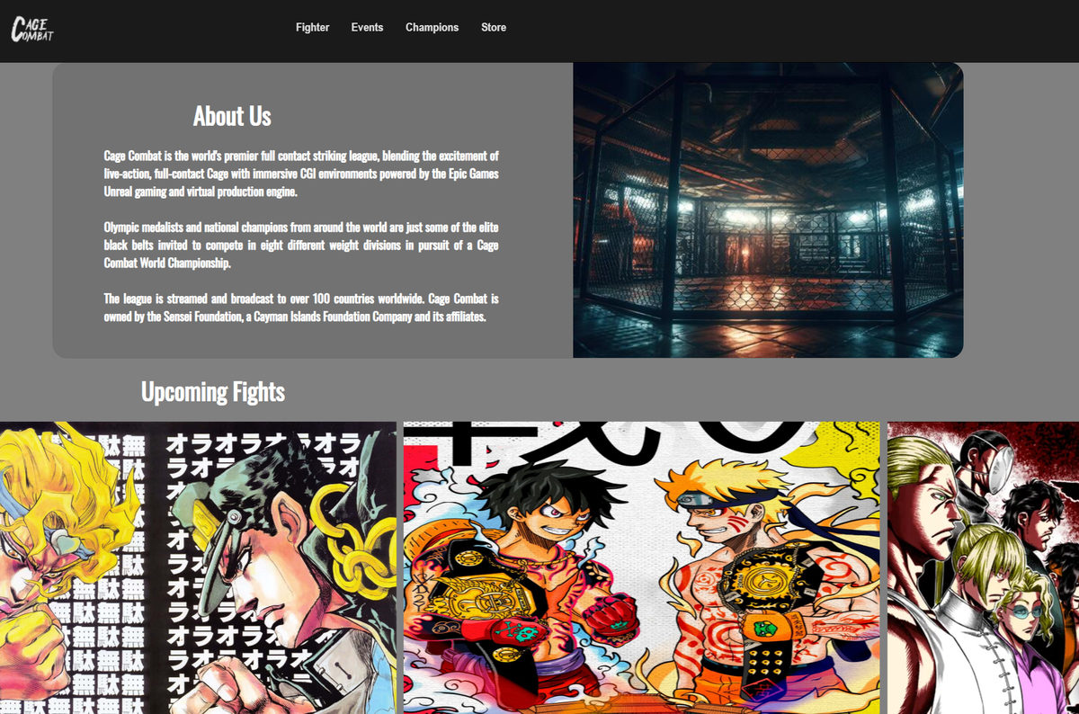 Cage Combat homepage