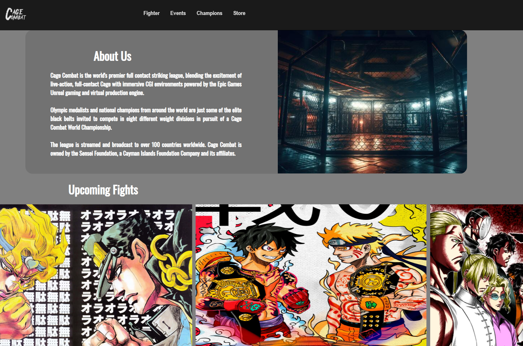 Cage Combat homepage